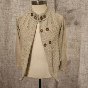 Kaisley Beige Knit Cardigan with Button Accents